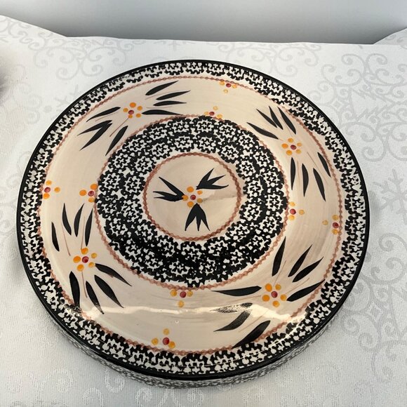 Temptations Divided Serving Dish Black White Floral Design Appetizer Platter - Picture 4 of 5